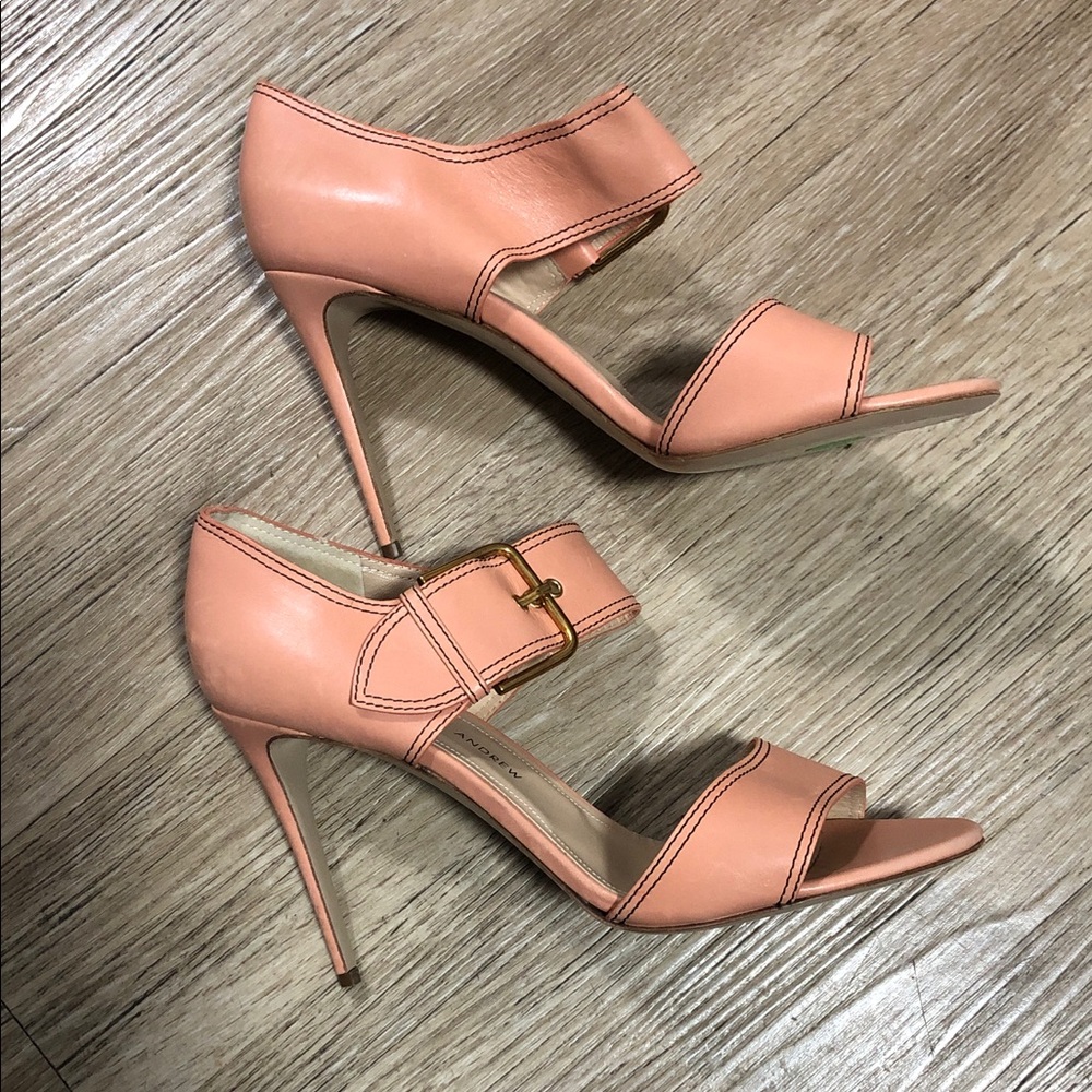 Paul Andrew Pink Leather Stiletto Sandals